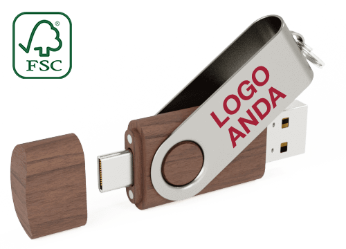 Twister Go Wood - USB Flashdisk Custom dengan USB-C